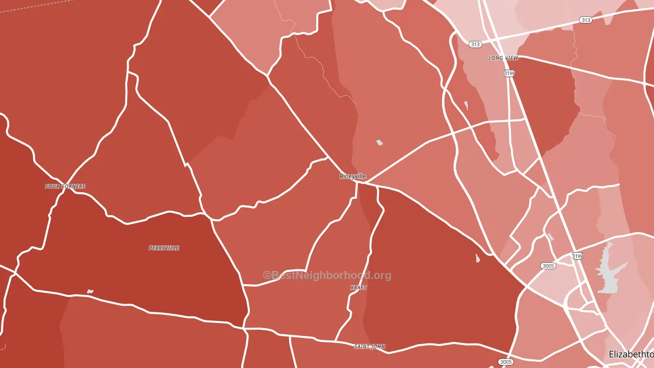 40162, KY block-group political-lean map
