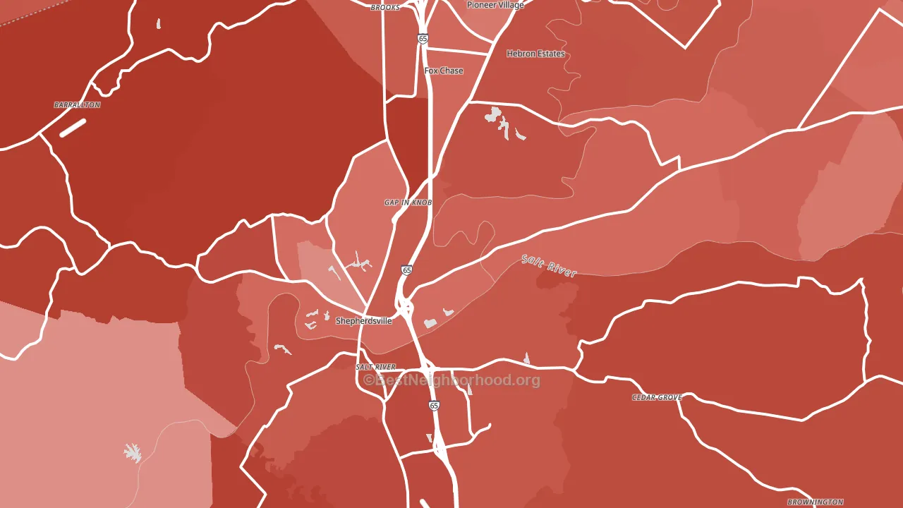 40165, KY block-group political-lean map