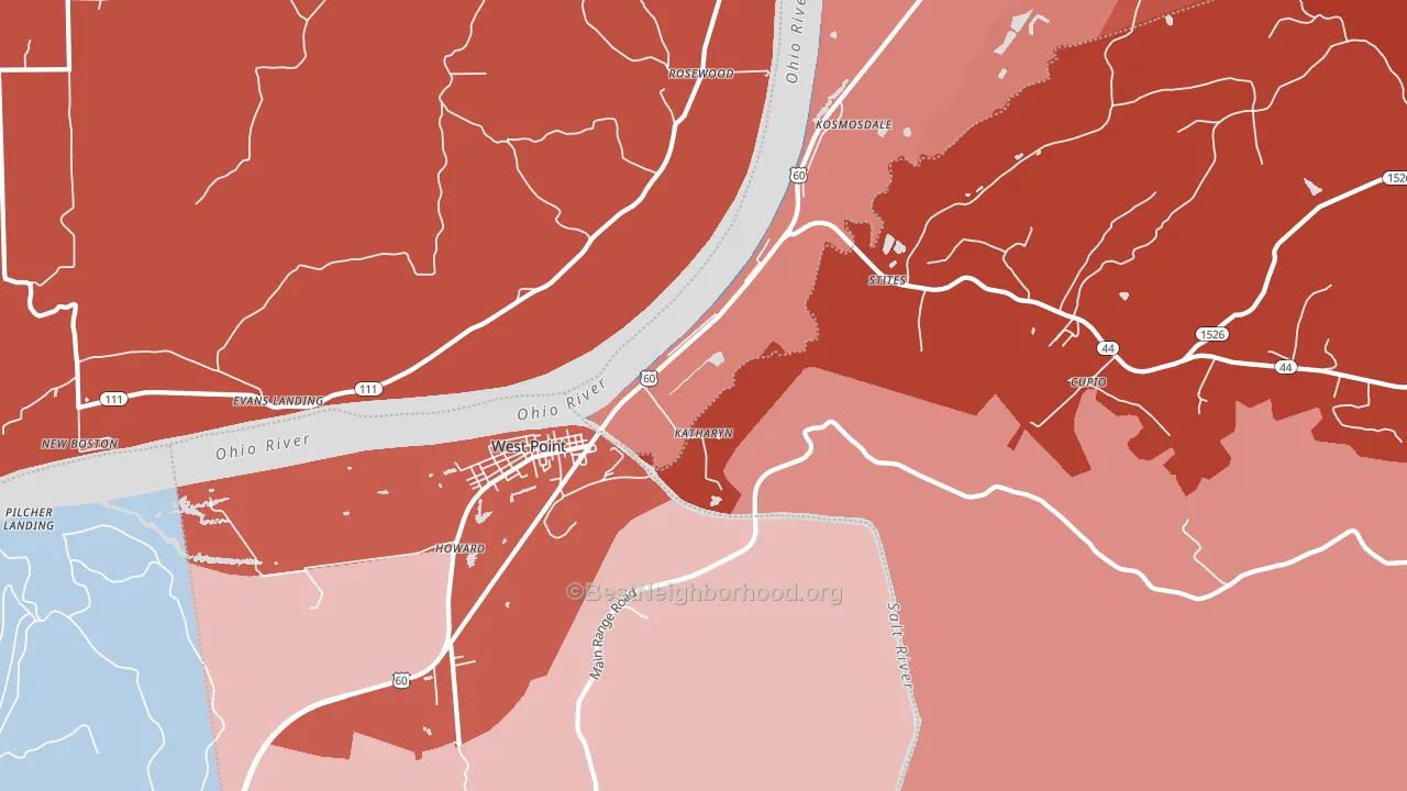 40177, KY block-group political-lean map