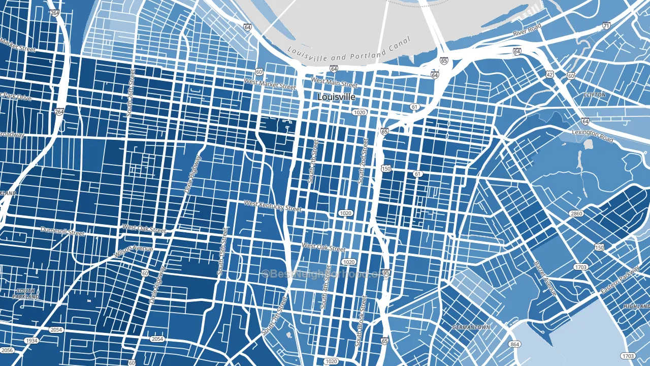 40203, KY block-group political-lean map