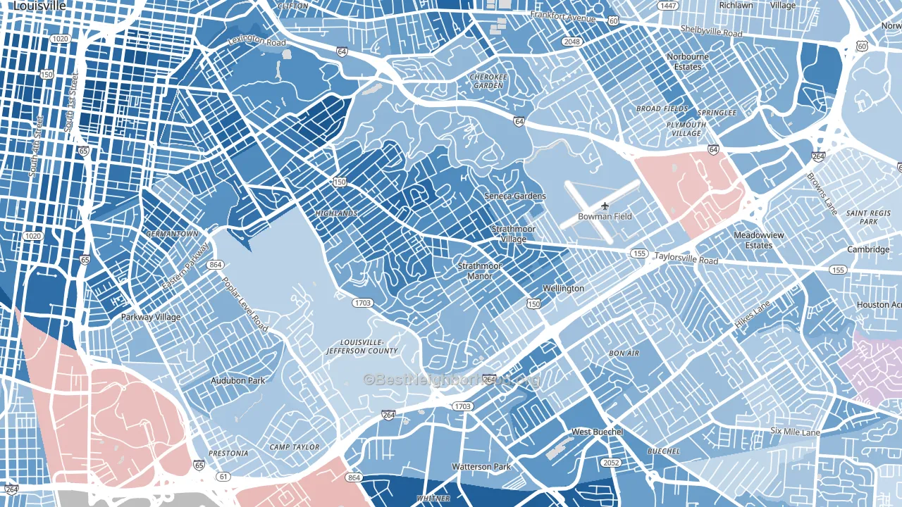 40205, KY block-group political-lean map