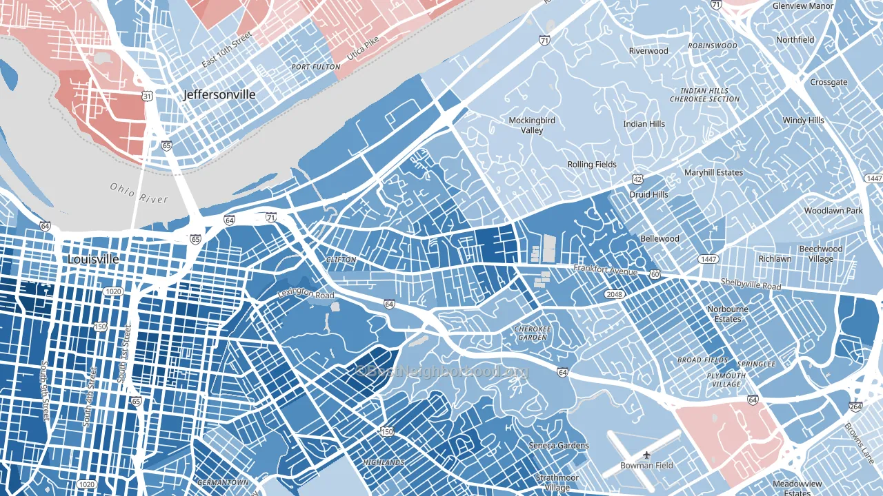 40206, KY block-group political-lean map