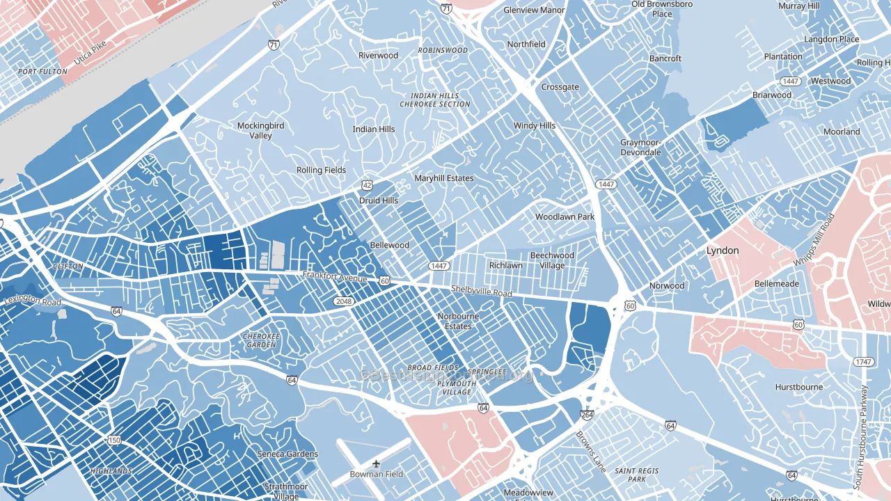 40207, KY block-group political-lean map