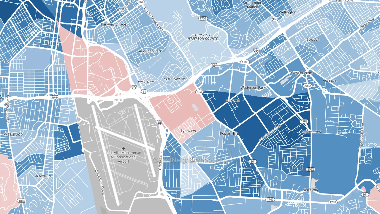 40213, KY block-group political-lean map