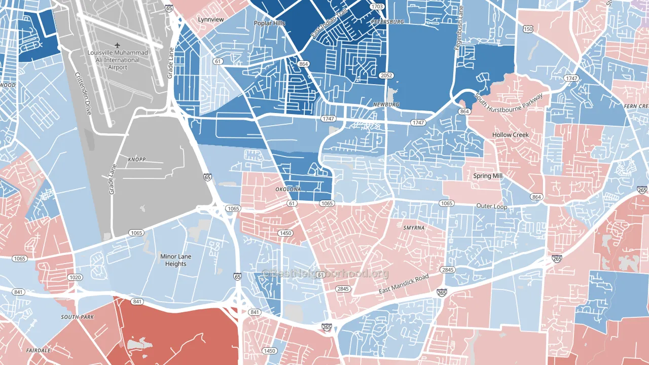 40219, KY block-group political-lean map