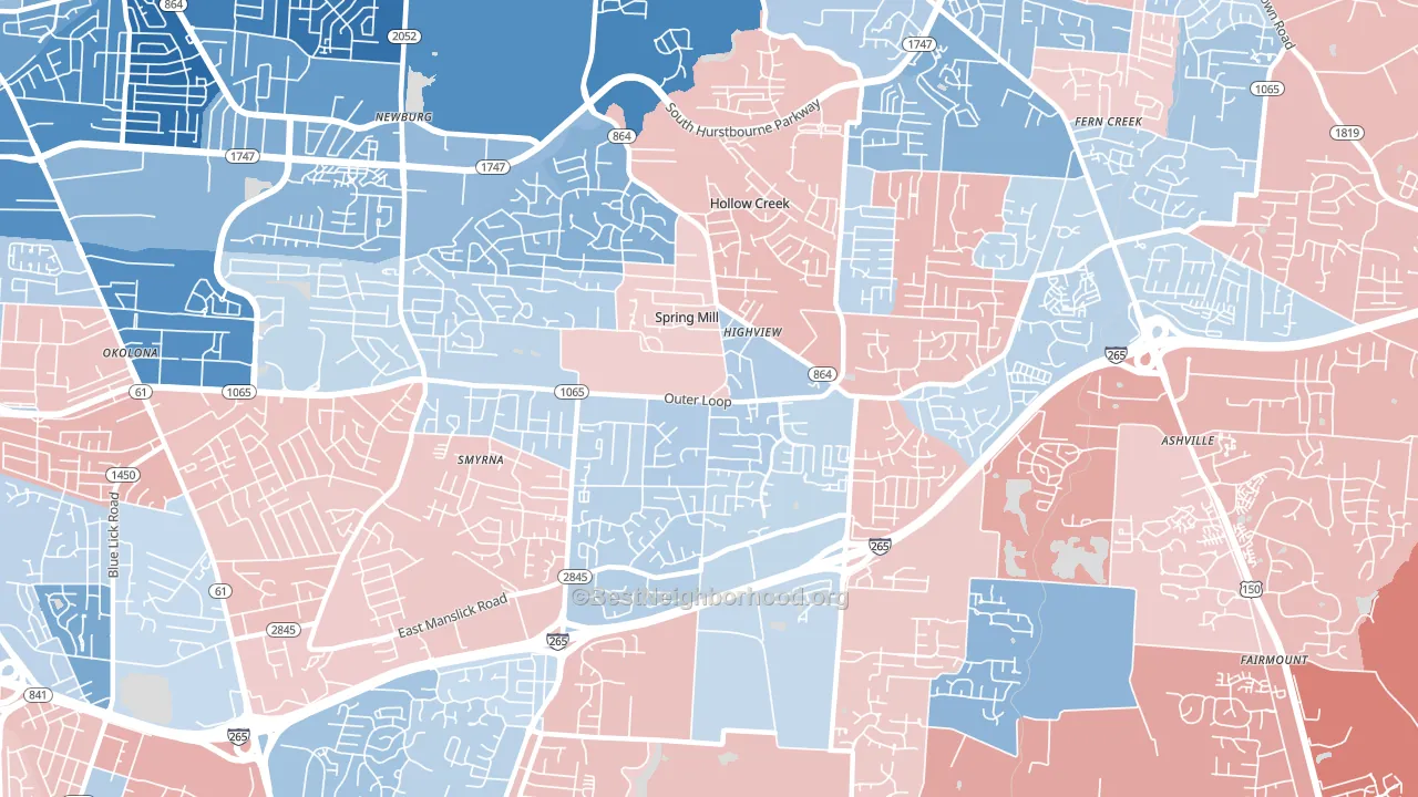 40228, KY block-group political-lean map