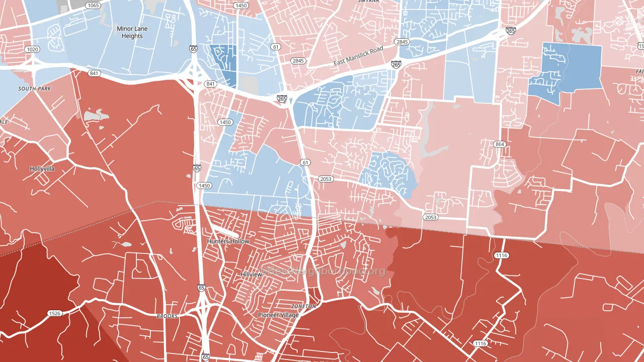 40229, KY block-group political-lean map