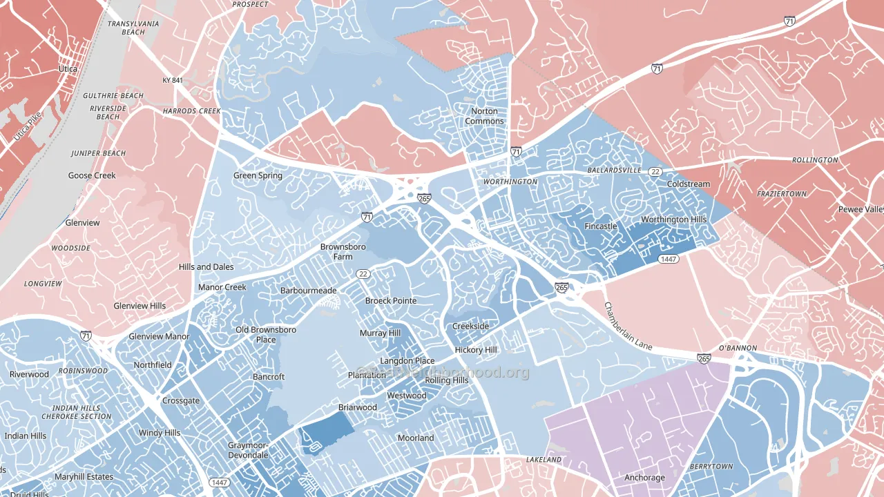40241, KY block-group political-lean map