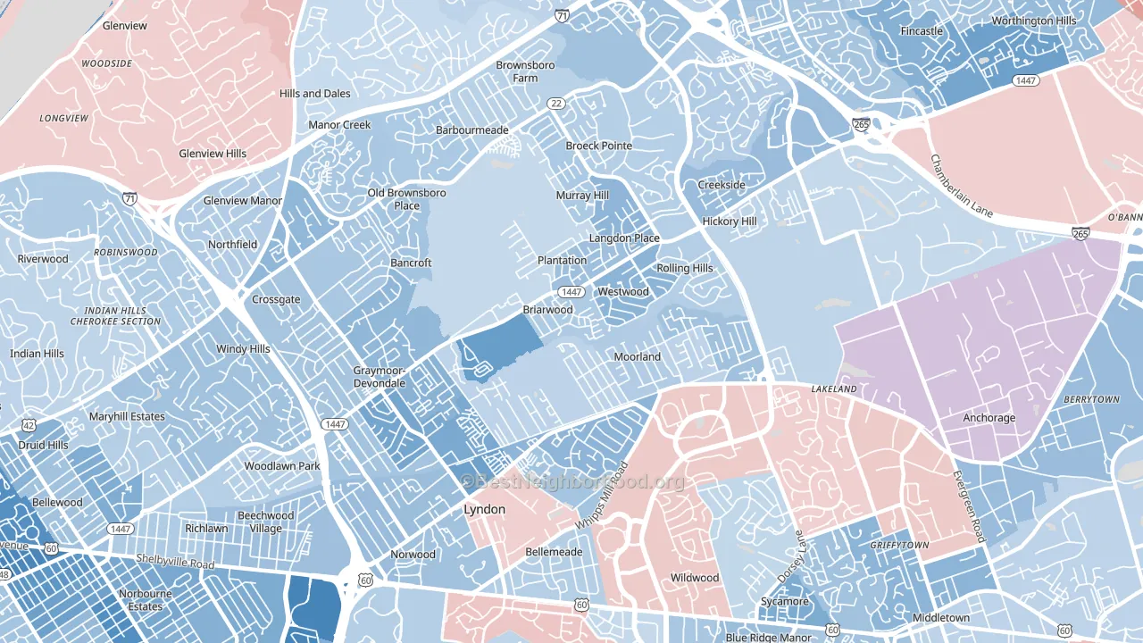 40242, KY block-group political-lean map