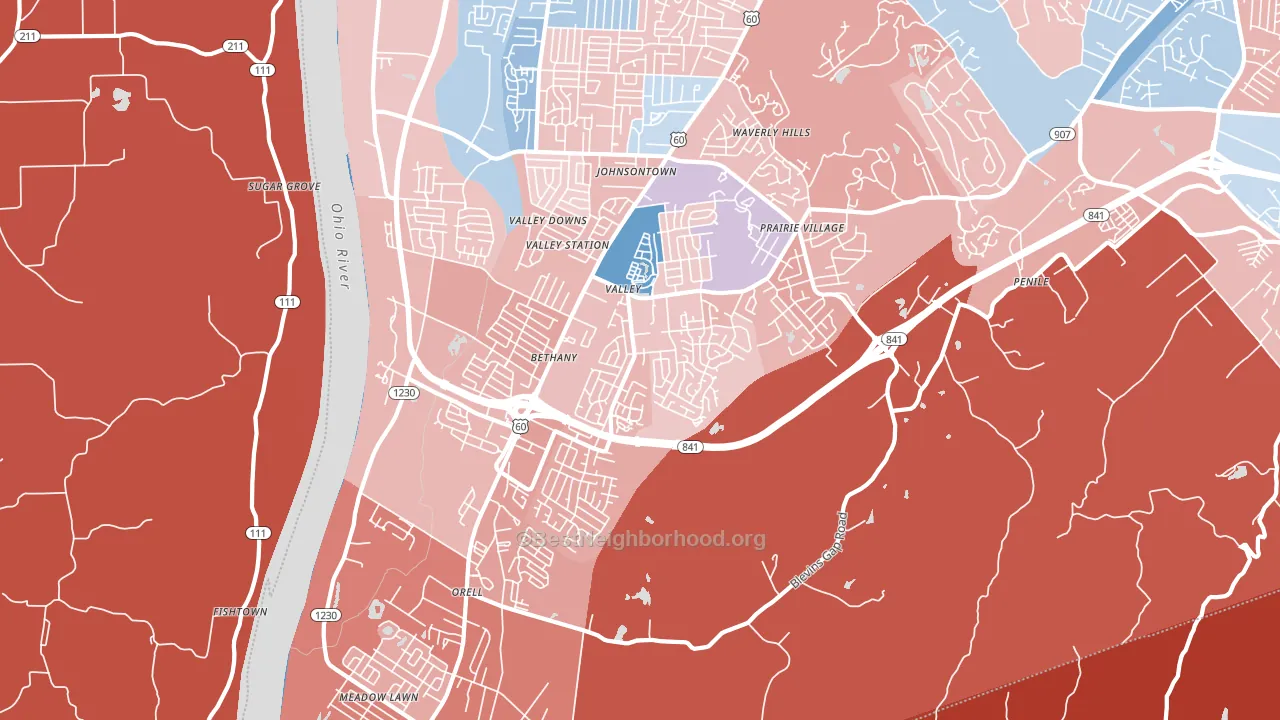 40272, KY block-group political-lean map