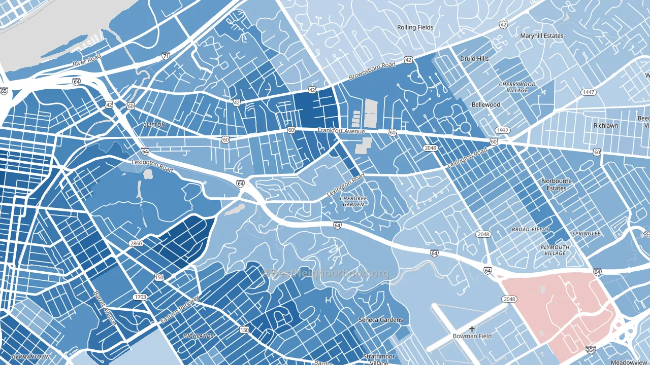 40280, KY block-group political-lean map