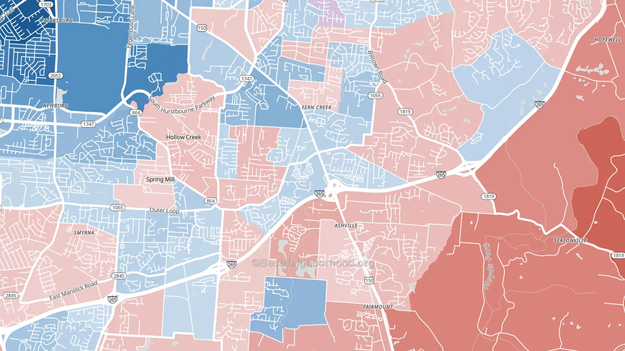 40291, KY block-group political-lean map