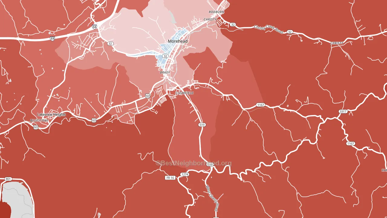 40313, KY block-group political-lean map