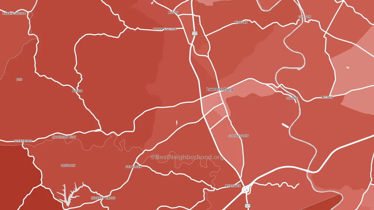 40342, KY block-group political-lean map