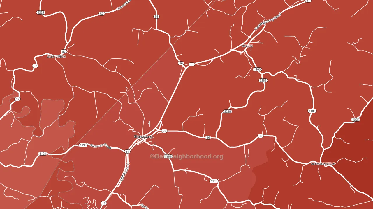 40374, KY block-group political-lean map