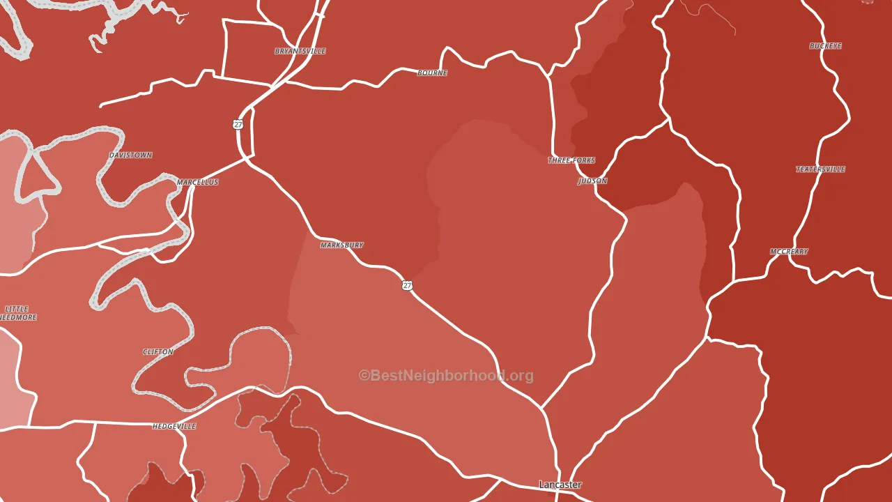 40444, KY block-group political-lean map