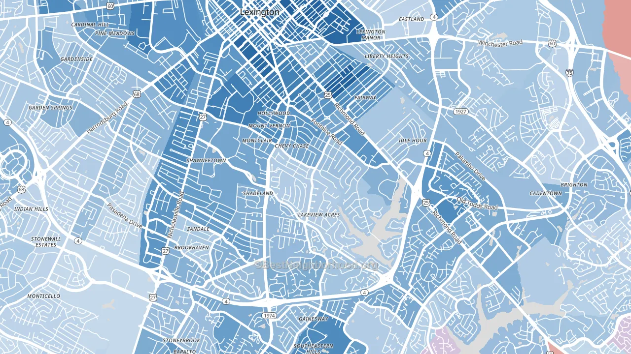 40502, KY block-group political-lean map