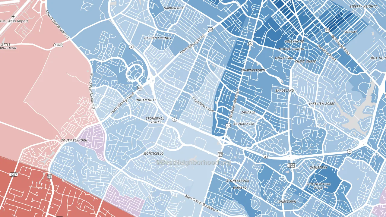 40503, KY block-group political-lean map