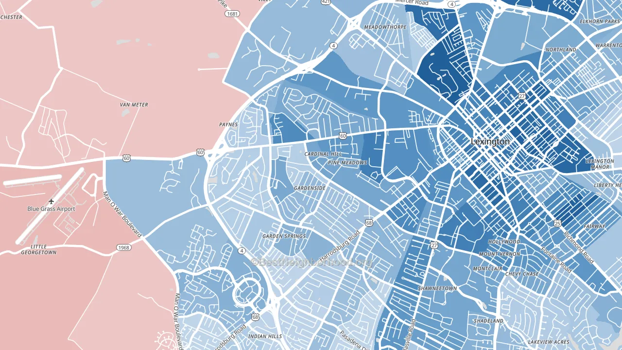 40504, KY block-group political-lean map