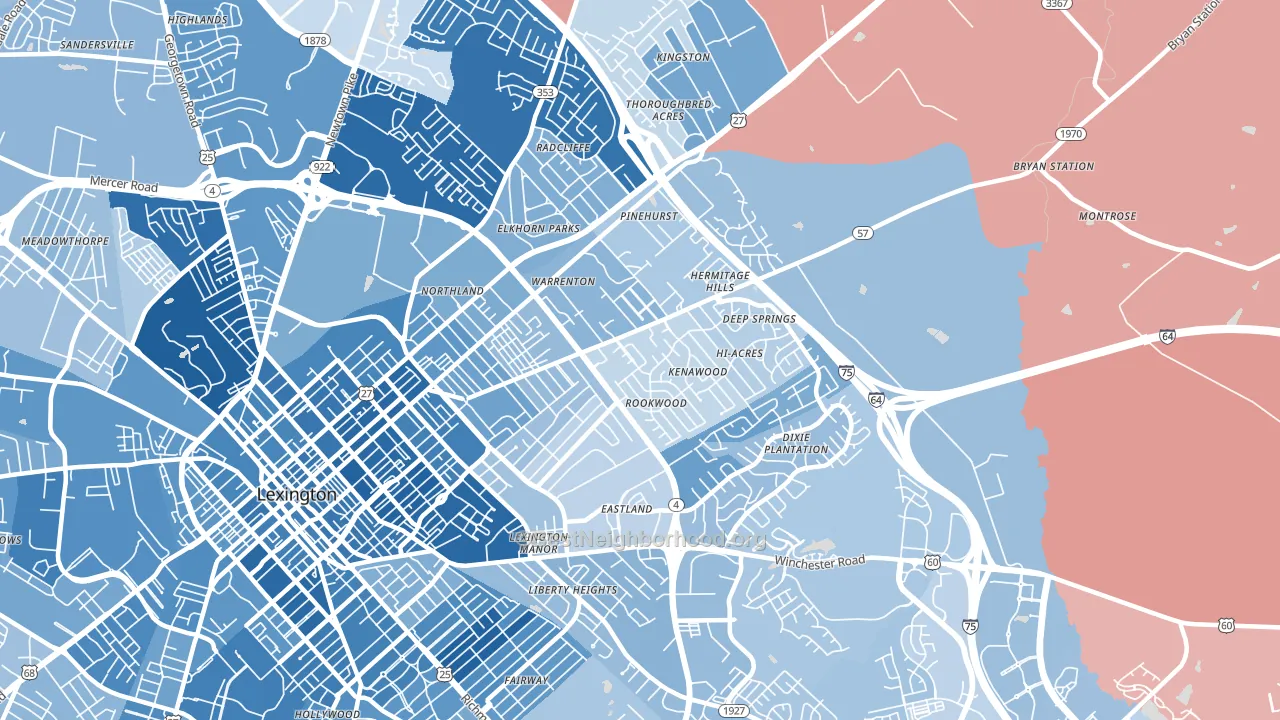 40505, KY block-group political-lean map