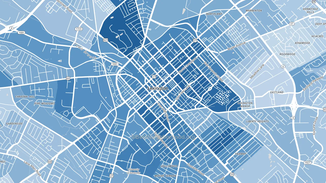 40507, KY block-group political-lean map
