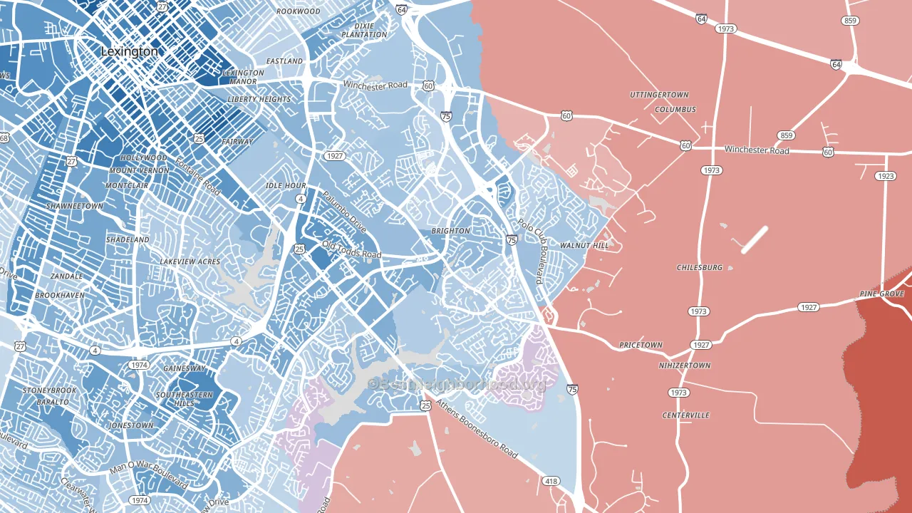40509, KY block-group political-lean map