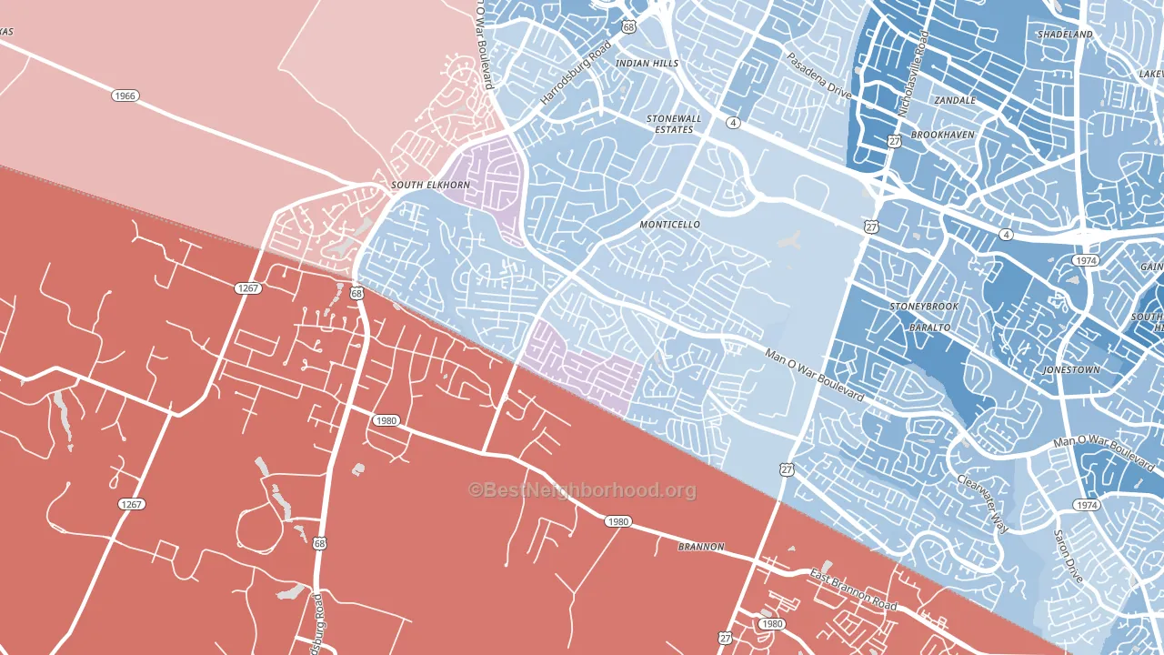 40514, KY block-group political-lean map