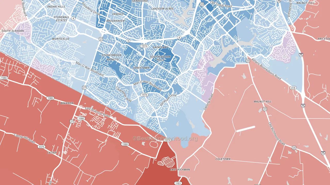 40515, KY block-group political-lean map