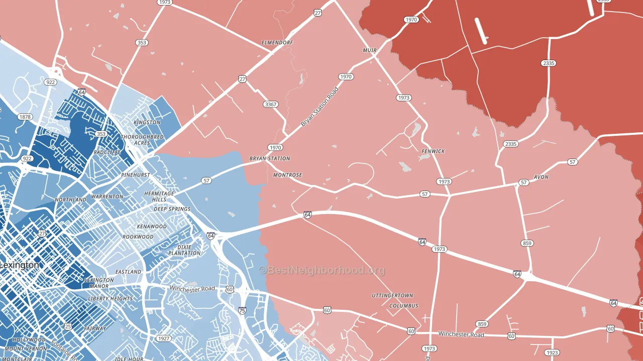 40516, KY block-group political-lean map