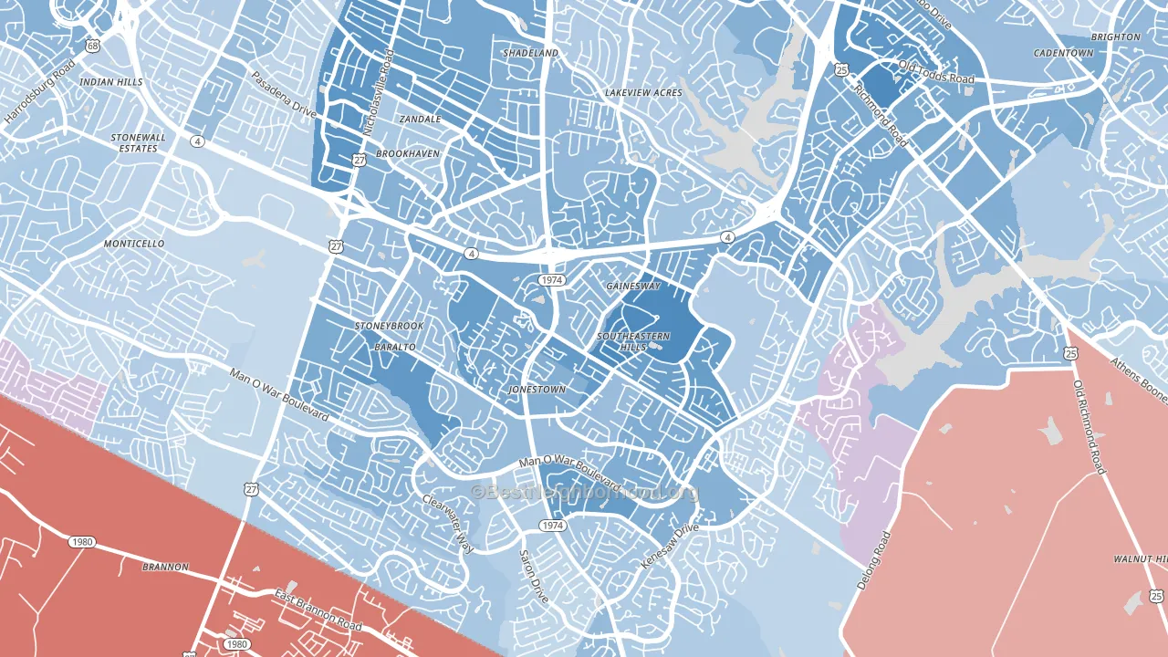 40517, KY block-group political-lean map