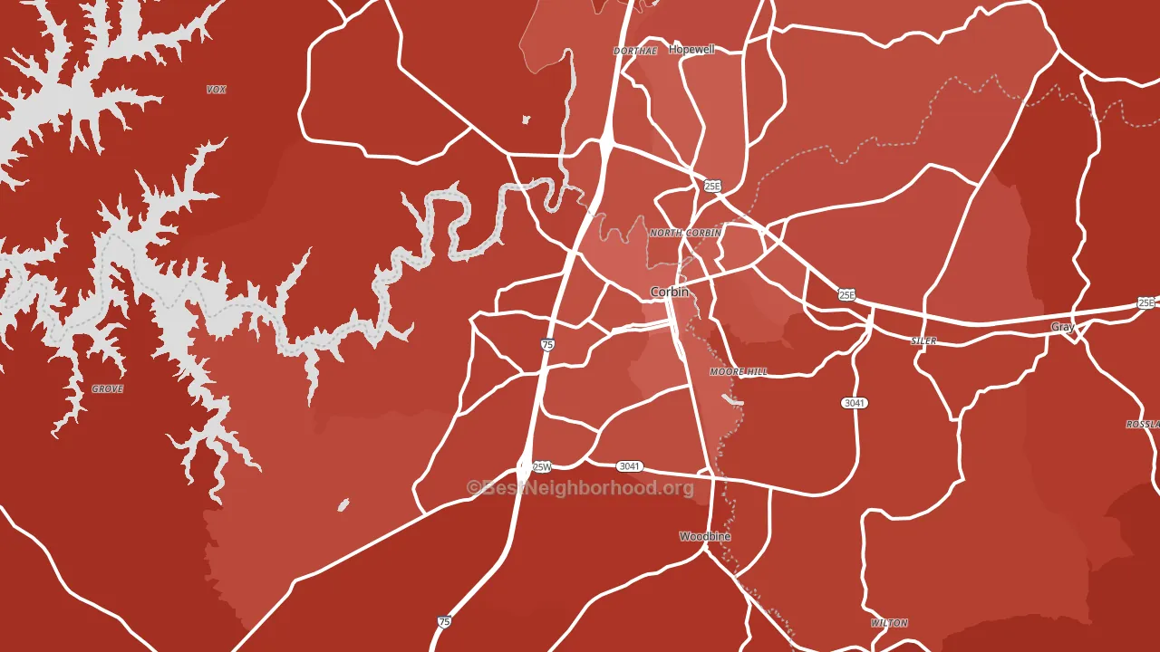 40701, KY block-group political-lean map