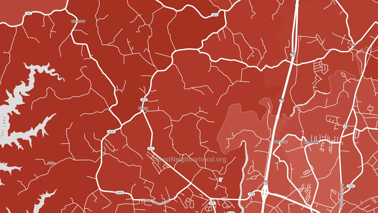 40737, KY block-group political-lean map