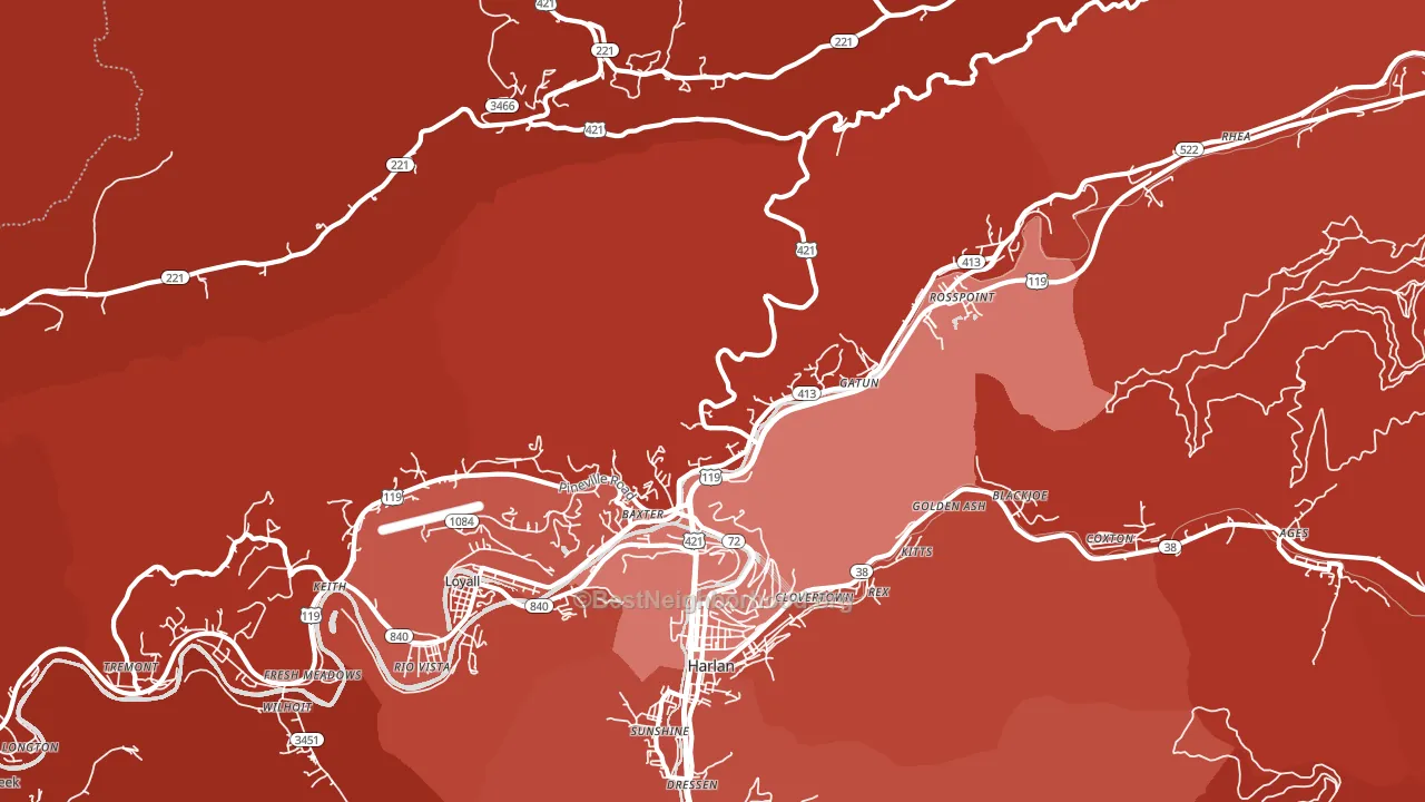 40806, KY block-group political-lean map