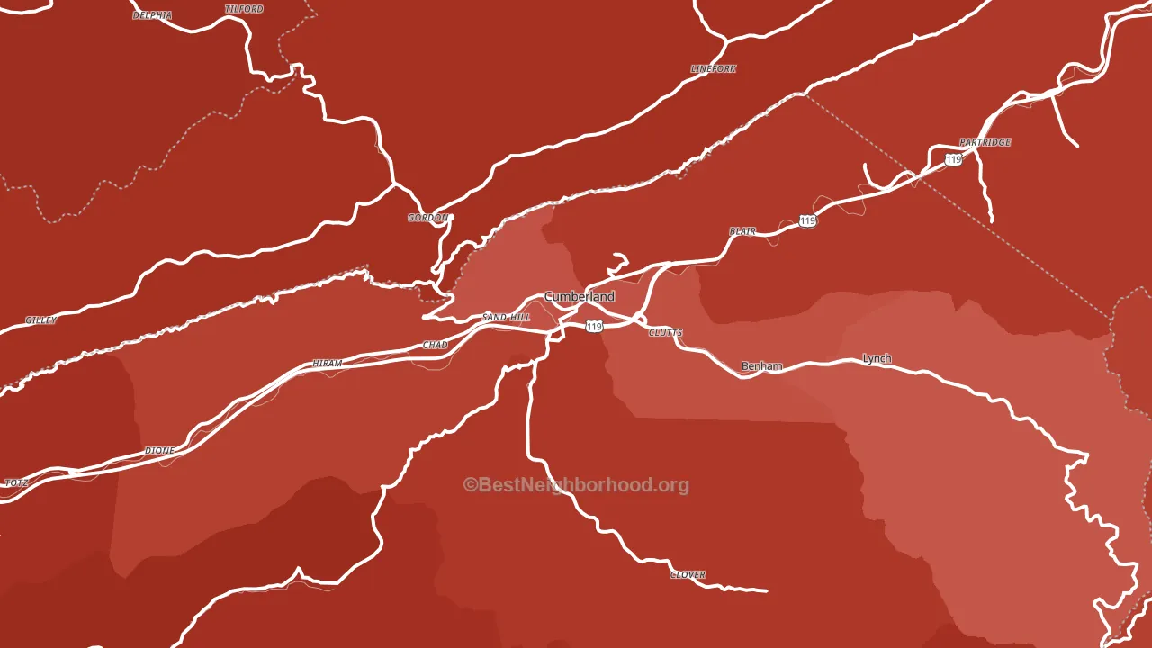 40823, KY block-group political-lean map