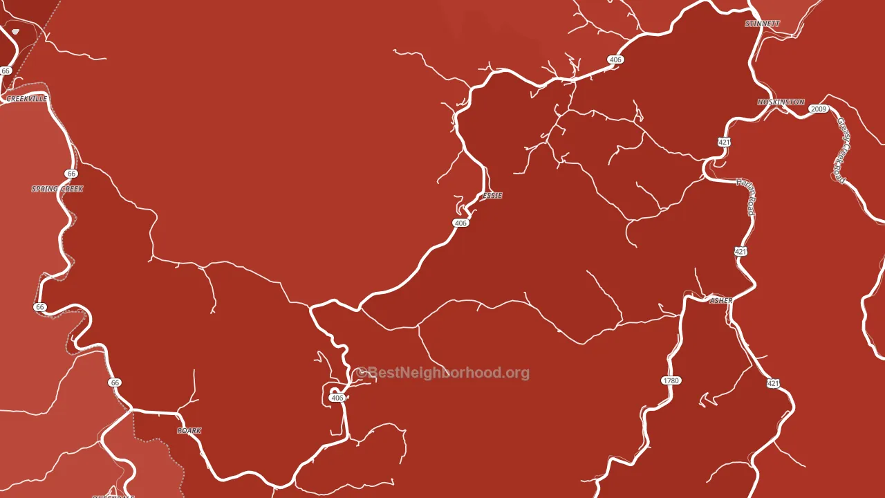 40827, KY block-group political-lean map