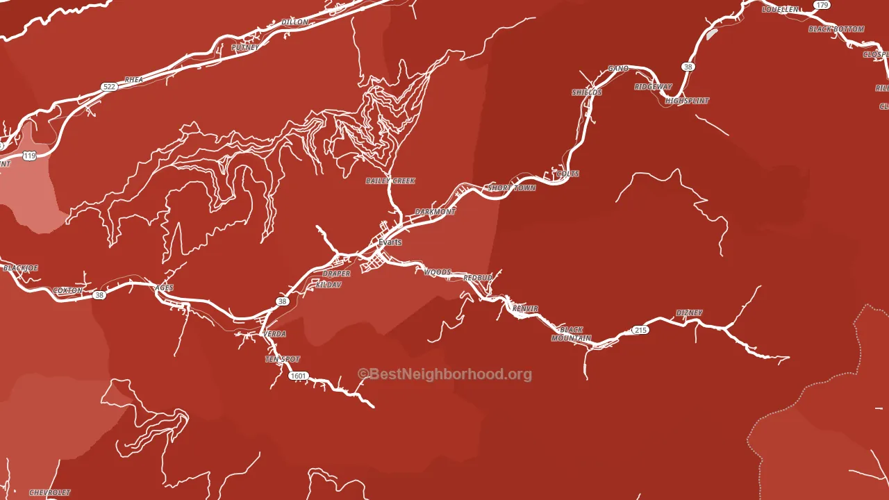 40828, KY block-group political-lean map