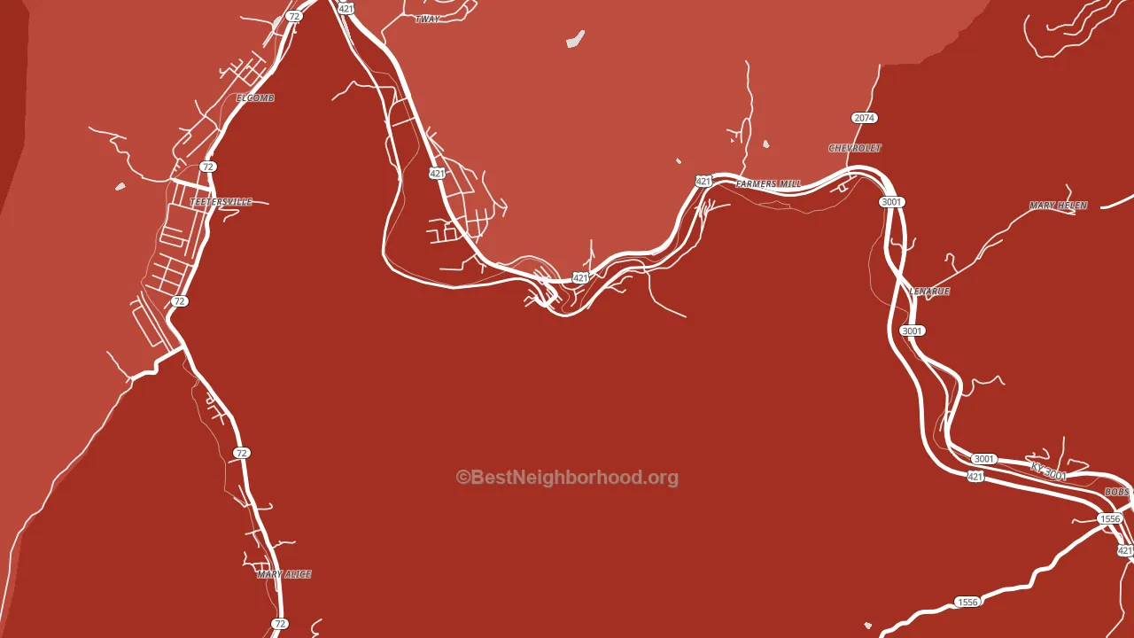 40829, KY block-group political-lean map