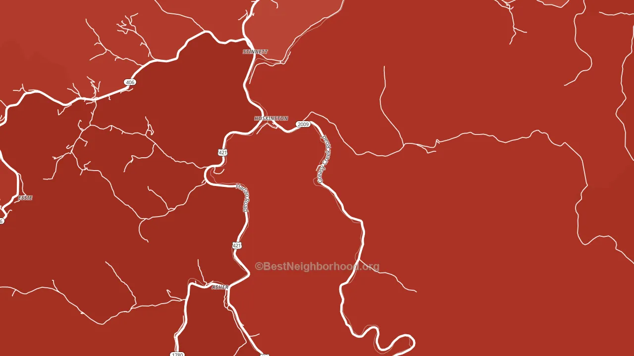 40844, KY block-group political-lean map