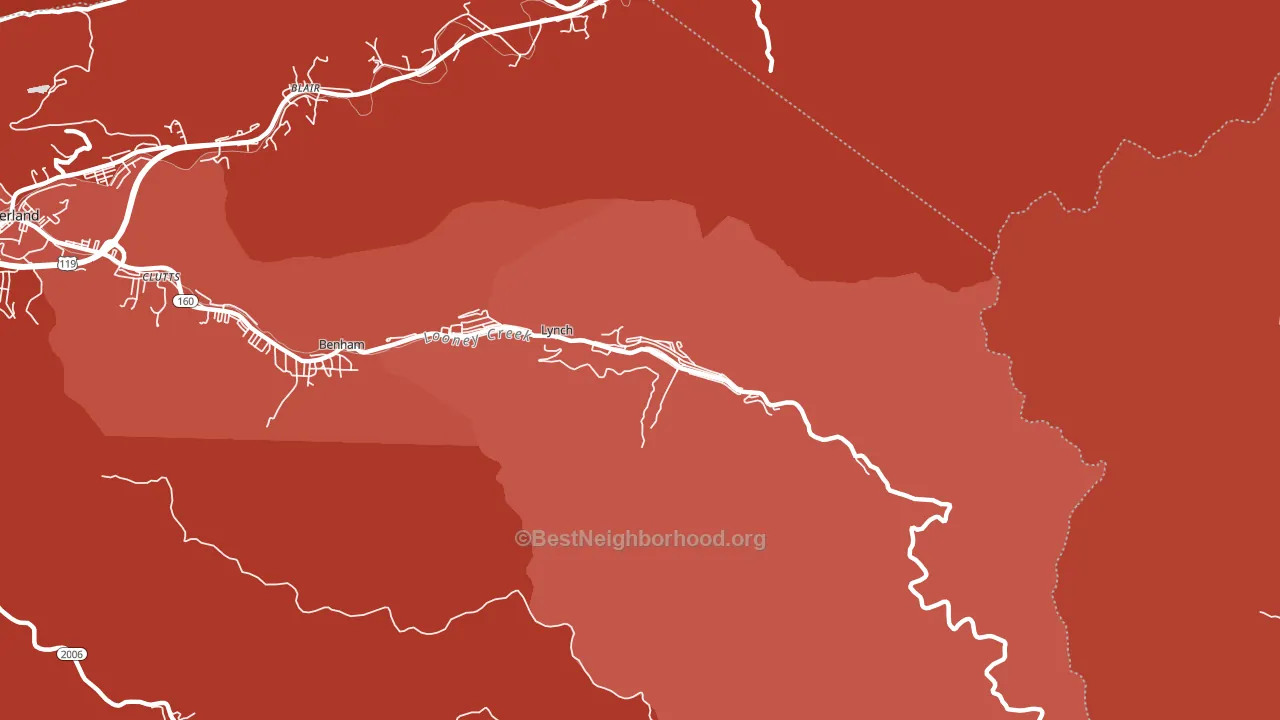 40855, KY block-group political-lean map