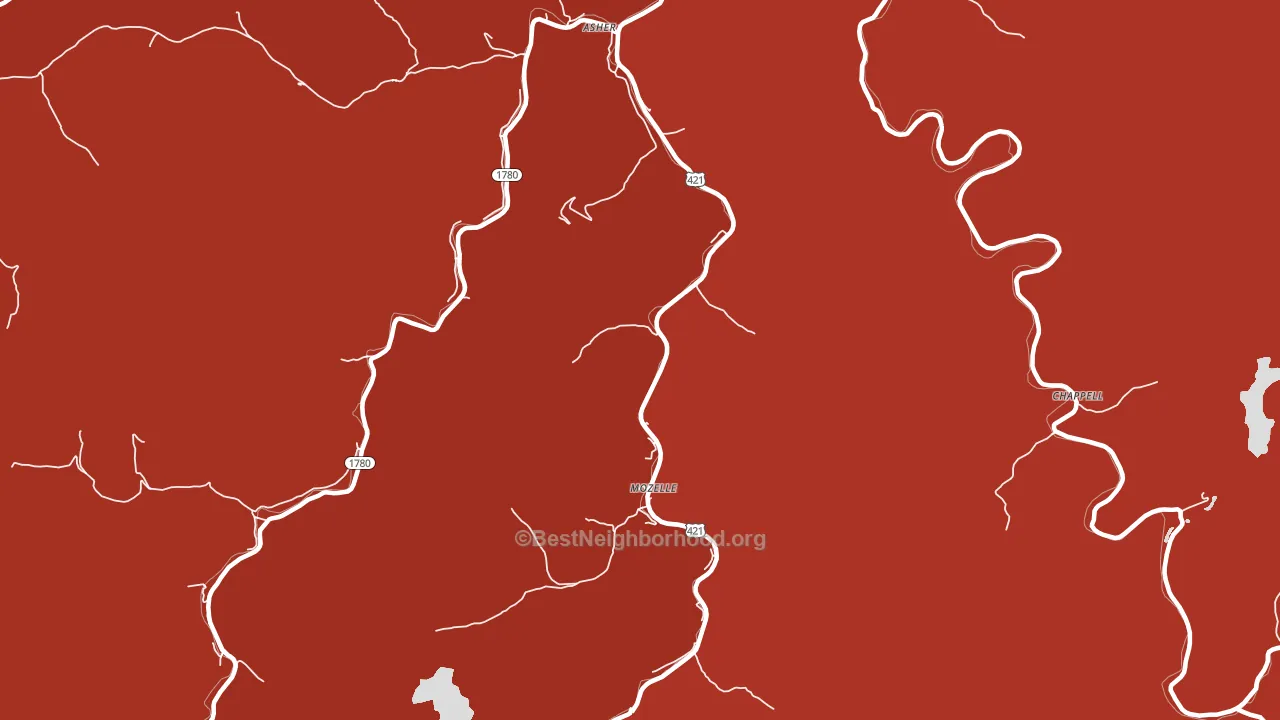 40858, KY block-group political-lean map