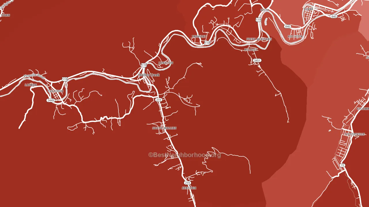 40873, KY block-group political-lean map