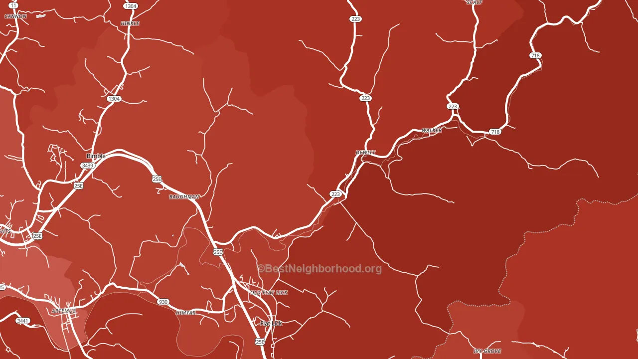 40935, KY block-group political-lean map