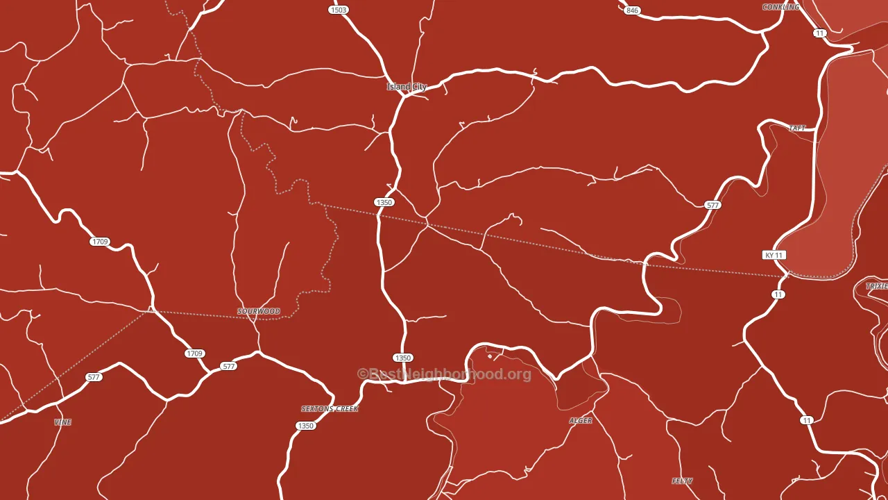 40983, KY block-group political-lean map
