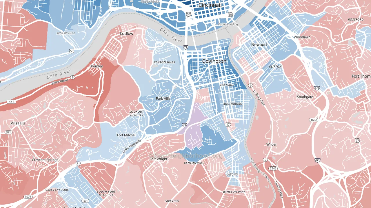 41011, KY block-group political-lean map
