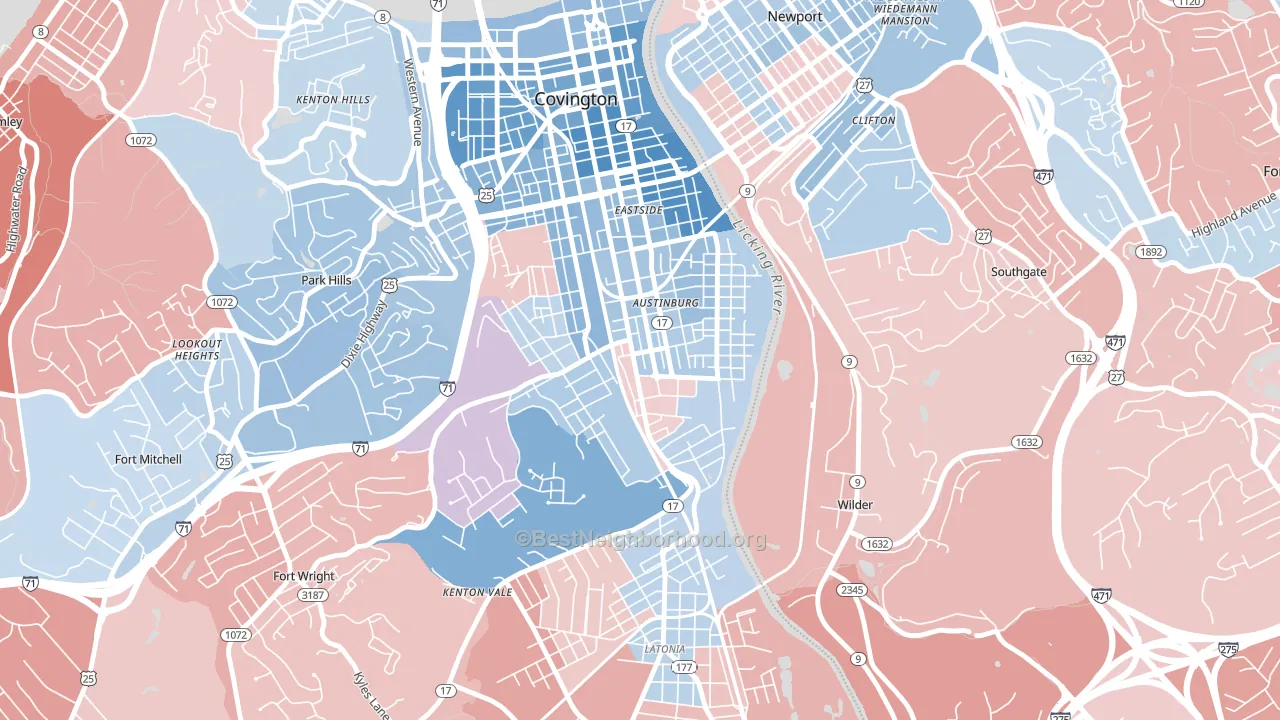 41014, KY block-group political-lean map