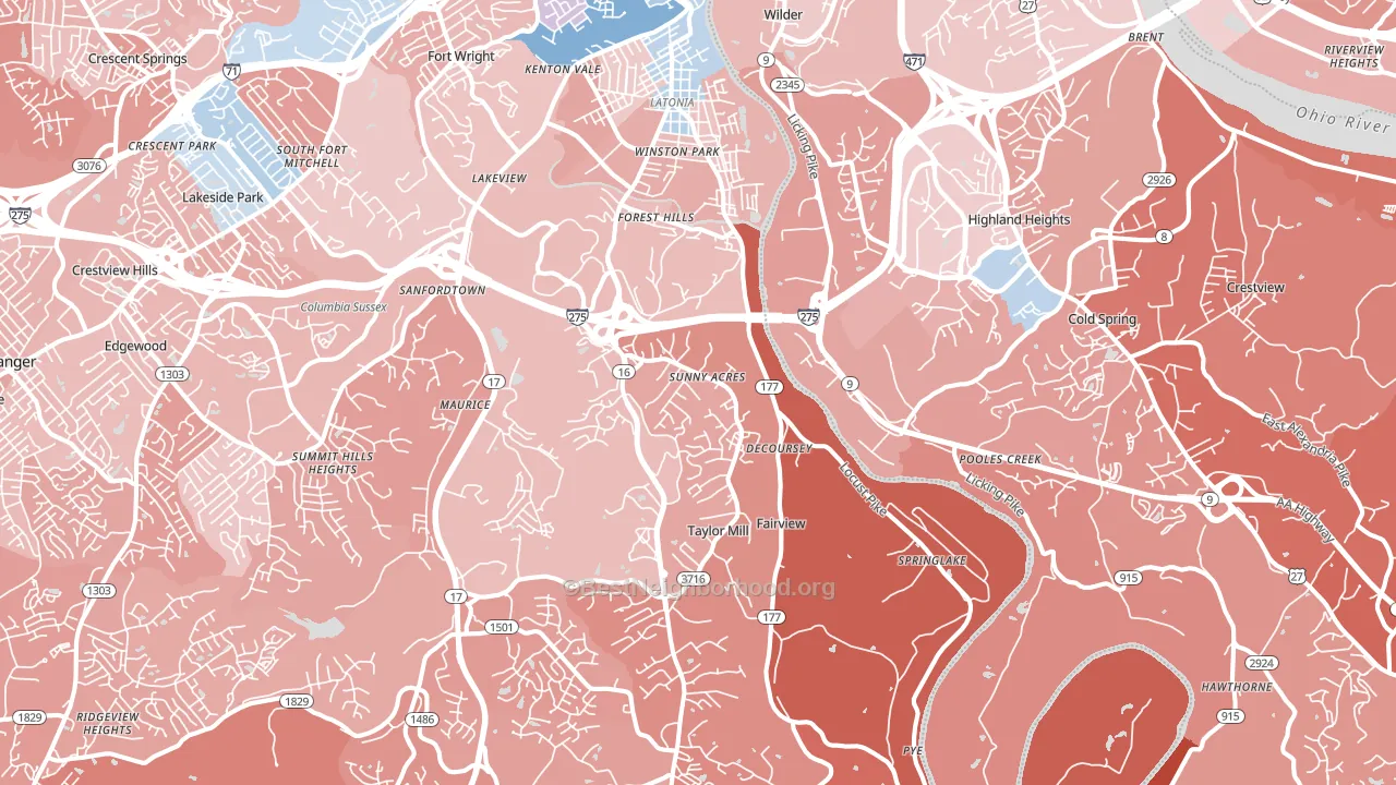 41015, KY block-group political-lean map