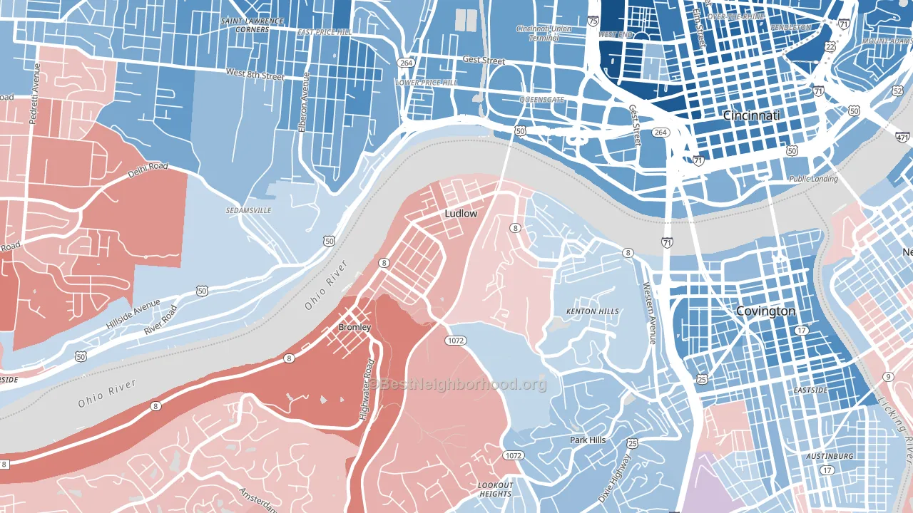 41016, KY block-group political-lean map