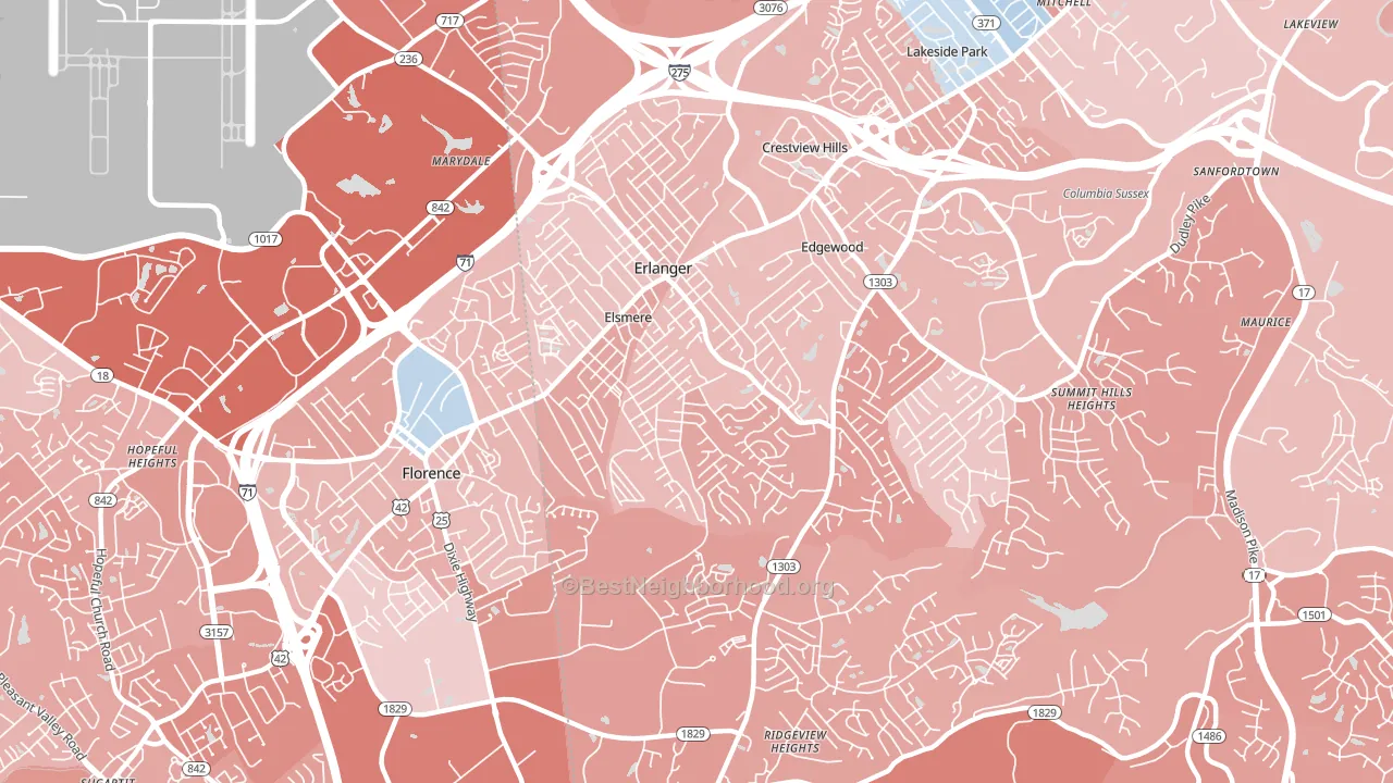 41018, KY block-group political-lean map