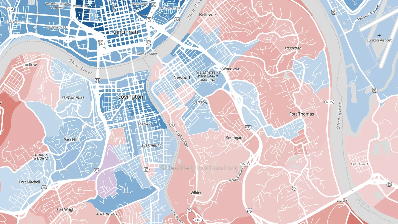 41071, KY block-group political-lean map