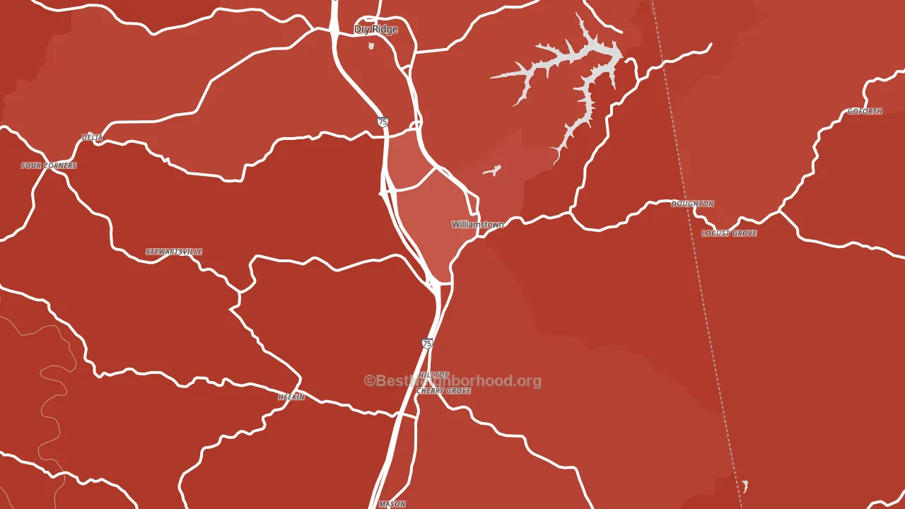 41097, KY block-group political-lean map